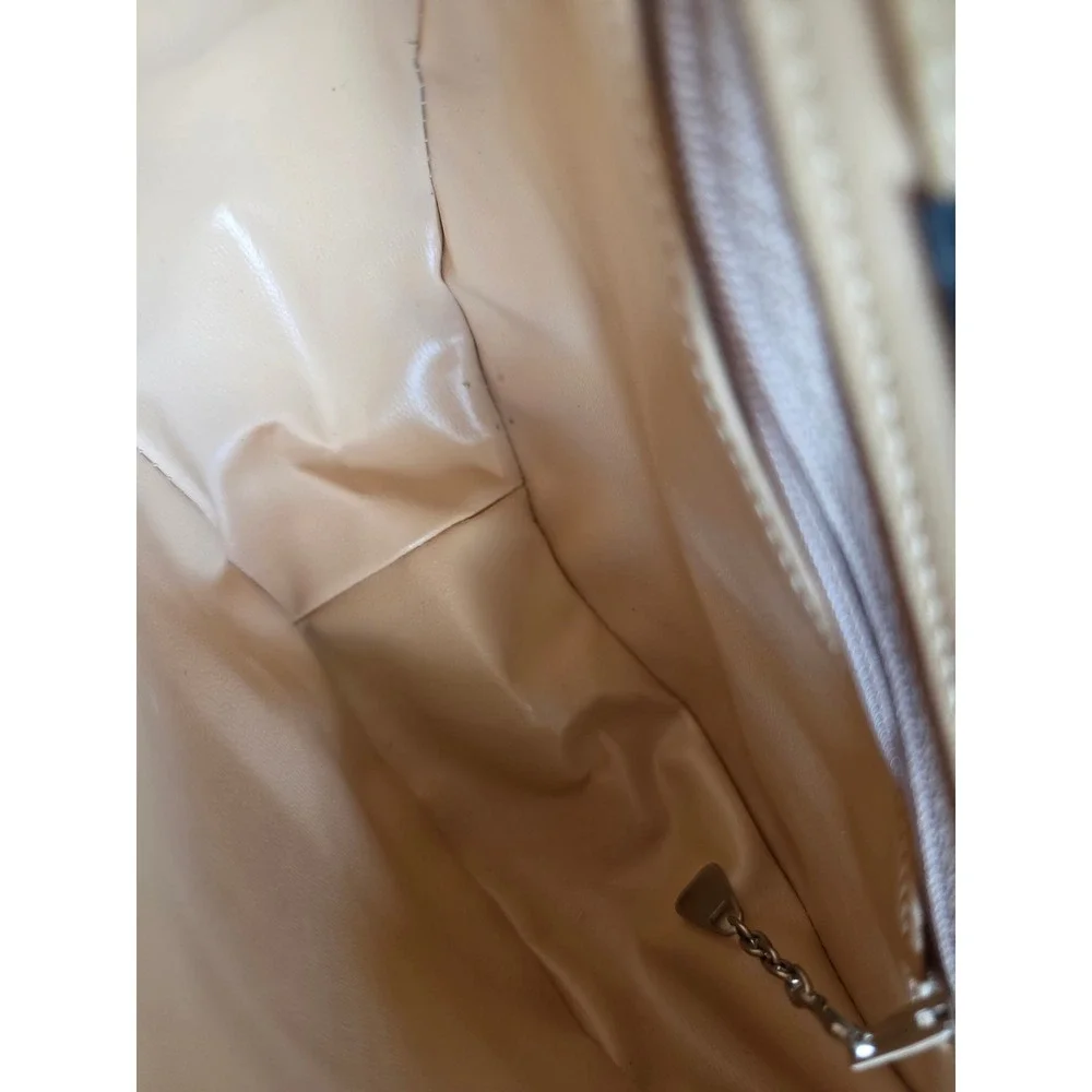 Donald J Pliner Tan Leather Embroidered Saddle Crossbody Bag Whipstitch Detail